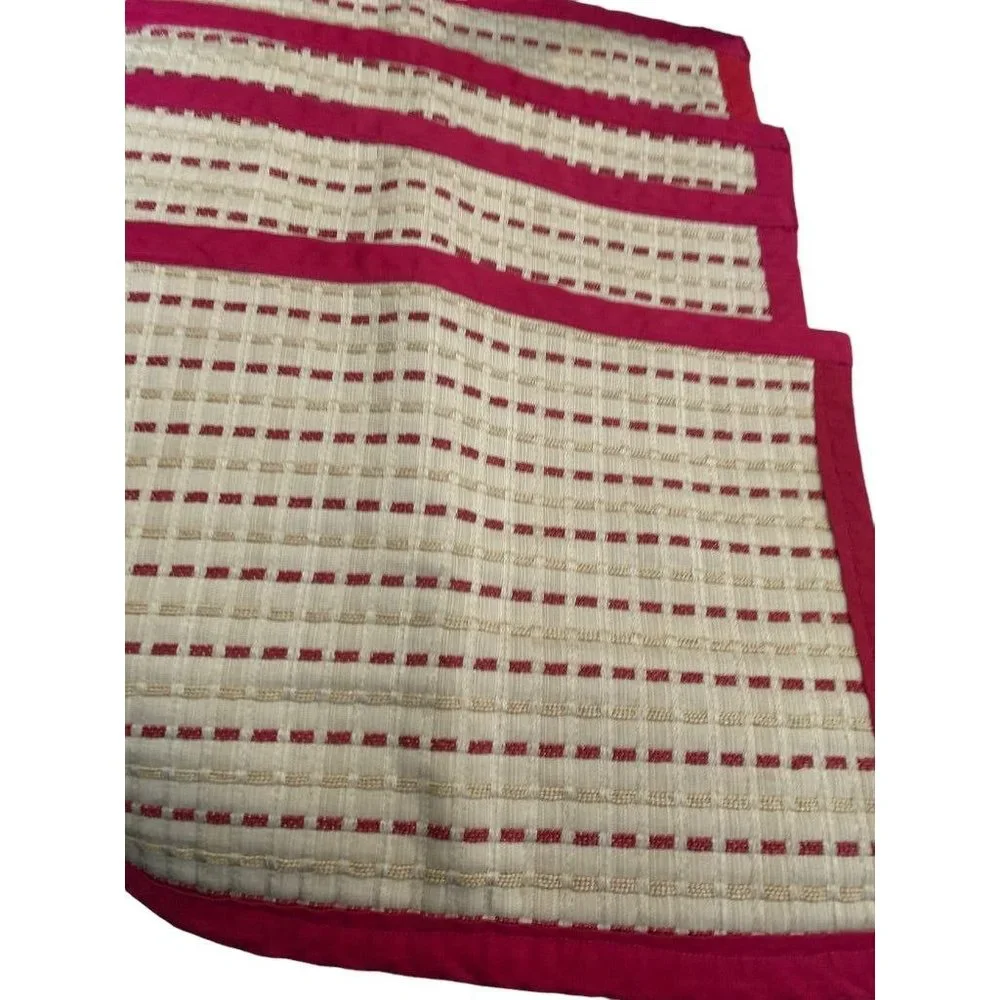 Set of 4 Woven Placemats Table Linens Red Tan 17 1/4